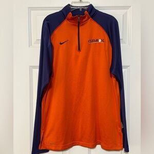 Men’s Nike Fit Dry Clemson Tigers Orange Purple Quarter Zip Light Pullover Small